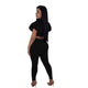 Kristine Ruffle Sleeve Pant Set #Black #Two Piece SA-BLL28164-1 Sexy Clubwear and Pant Sets by Sexy Affordable Clothing