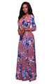Pink Floral Print Belted Maxi Dress  SA-BLL51397-2 Fashion Dresses and Maxi Dresses by Sexy Affordable Clothing
