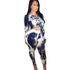 Animal Print Cut Out Crop And Long Pants #Long Sleeve #Two Piece #Round Neck