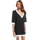 V-neck Black And White Splicing Beach Cover Dress #V Neck #Splicing SA-BLL38464-2 Sexy Swimwear and Cover-Ups & Beach Dresses by Sexy Affordable Clothing