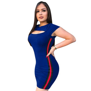 Short Sleeve Open-cut Dress #Blue #Short Sleeve SA-BLL2736-3 Fashion Dresses and Mini Dresses by Sexy Affordable Clothing