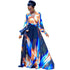 Printed Chiffon Long Sleeve Sexy V-neck Maxi Dress #Long Sleeve #V-Neck #Printed #Chiffon