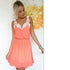Lace Chiffon Sleeveless Short Mini Dress #Mini Dress #Orange