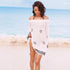 Grey/Cream Off-The-Shoulder Embroidered Dress #Beach Dress #Grey #Cream