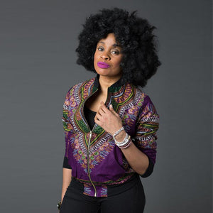 Dashiki Bomber Jacket #Purple #Top SA-BLL603-3 Women's Clothes and Blouses & Tops by Sexy Affordable Clothing