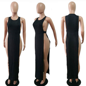 Sleeveless Round Neck Long Plain Dress #Black #Sleeveless SA-BLL51137 Sexy Lingerie and Gowns & Long Dresses by Sexy Affordable Clothing