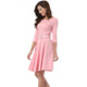 Belted Knee Length Vintage Dress #Pink SA-BLL36189-2 Fashion Dresses and Skater & Vintage Dresses by Sexy Affordable Clothing