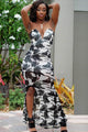 Sexy Strapless White And Black Printed Long Dress  SA-BLL51231 Fashion Dresses and Maxi Dresses by Sexy Affordable Clothing