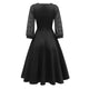 Sequare Neck A-Line Dress with Lace Sleeves #Lace #Black #A-Line #Sequare Neck SA-BLL36135-1 Fashion Dresses and Midi Dress by Sexy Affordable Clothing