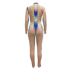 Multi-color Printed Sexy Nude Fitting Clubbing Jumpsuit #Nude #Printed SA-BLL55581-2 Women's Clothes and Jumpsuits & Rompers by Sexy Affordable Clothing