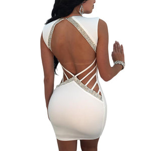 Sexy Women Hot-stamping Hollow Out Bodycon Clubwear #V Neck #Sleeveless #Hollow Out SA-BLL2421-1 Fashion Dresses and Mini Dresses by Sexy Affordable Clothing