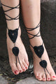Black Crochet Sweetheart Beaded Barefoot Sandals  SA-BLL98006-3 Accessories and Sexy Anklets by Sexy Affordable Clothing