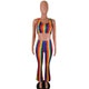 Dew Shoulder Striped Multi Two-piece Pants Set #Sleeveless #Two Piece #Striped SA-BLL282733-3 Sexy Clubwear and Pant Sets by Sexy Affordable Clothing