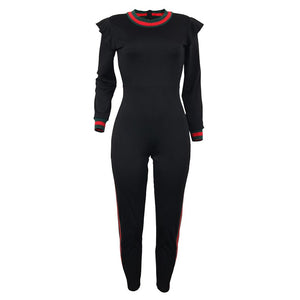 Long Sleeve Bodycon Ruffle Jumpsuit #Black #Ruffle SA-BLL55163-1 Women's Clothes and Jumpsuits & Rompers by Sexy Affordable Clothing