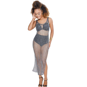 Sleeveless Hollow Long Lace Swimsuit Dress #Lace #Sleeveless #Hollow SA-BLL38429-1 Sexy Swimwear and Cover-Ups & Beach Dresses by Sexy Affordable Clothing