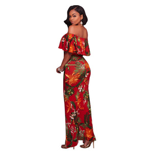 Francoise Red Multi-Color Floral Print Off-The-Shoulder Maxi Dress #Maxi Dress #Red SA-BLL5023-2 Fashion Dresses and Maxi Dresses by Sexy Affordable Clothing