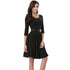 Belted Knee Length Vintage Dress #Black