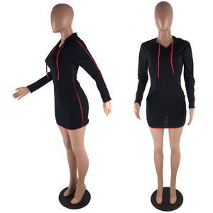 Hooded Collar Long Sleeve Mini Dress #Strapless #Hooded SA-BLL28219 Fashion Dresses and Mini Dresses by Sexy Affordable Clothing