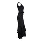 Plus Size V Neck Sleeveless Falbala Design Black Jumpsuits #Jumpsuit #Black SA-BLL55365-2 Women's Clothes and Jumpsuits & Rompers by Sexy Affordable Clothing