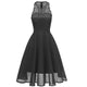 Lace Upper Sleeveless Scoop Skater Dress #Lace #Black #Sleeveless #Zipper SA-BLL36207-4 Fashion Dresses and Midi Dress by Sexy Affordable Clothing