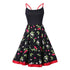 Cherry Print Slip Fit and Flare Dress #Black