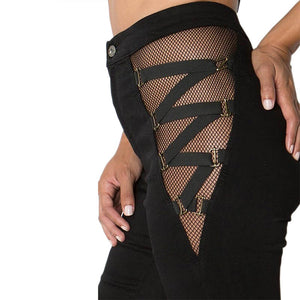 High Rise Skinny Jeans with Side Strap Up #Black #Jeans SA-BLL601-1 Women's Clothes and Jeans by Sexy Affordable Clothing