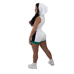 Short Sports Contrast Hoody Jersey and Shorts #Two Pieces #Zipper #Hooded #Sports SA-BLL282619-1 Sexy Clubwear and Pant Sets by Sexy Affordable Clothing