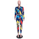 Flowers of Paradise Lounge Set in Blue/Multi #Long Sleeve #Two Piece SA-BLL2587 Sexy Clubwear and Pant Sets by Sexy Affordable Clothing