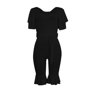 Summer Women Holiday Mini Playsuit #Black #Ruffle SA-BLL55567-1 Women's Clothes and Jumpsuits & Rompers by Sexy Affordable Clothing