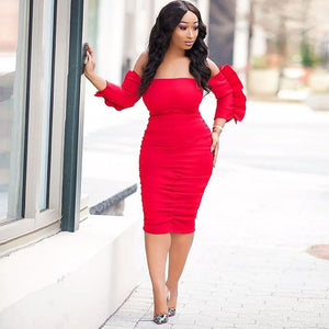 Splendor Ruffle Sleeve Midi Dress #Strapless #Ruffle Sleeves SA-BLL36259-1 Fashion Dresses and Midi Dress by Sexy Affordable Clothing