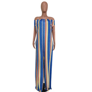 Off Shoulder Striped Tube Jumpsuit #Off Shoulder #Striped SA-BLL55572-1 Women's Clothes and Jumpsuits & Rompers by Sexy Affordable Clothing