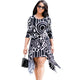 Black and White Printed Irregular Swallowtail Dress #Printed SA-BLL282615 Sexy Clubwear and Club Dresses by Sexy Affordable Clothing