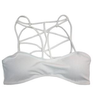 Sexy Criss Cross Strappy Bralette Seamless Sports Bra #White #Sports Bra SA-BLL3010-2 Women's Clothes and Sports Bra by Sexy Affordable Clothing