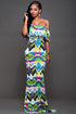 Ambrosia Lime Multi-Color Off-The-Shoulder Maxi Dress