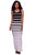 Black & White Stripe Fitted long Dress with Snaps Side SplitSA-BLL51389 Fashion Dresses and Maxi Dresses by Sexy Affordable Clothing