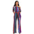 One Off Shoulder Print Colorful Striped Jumpsuits With Belt #One Shoulder #Striped SA-BLL55375-2 Women's Clothes and Jumpsuits & Rompers by Sexy Affordable Clothing