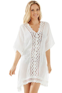 White Lace Detail Chiffon Swim Cover Up  SA-BLL38288 Sexy Swimwear and Cover-Ups & Beach Dresses by Sexy Affordable Clothing