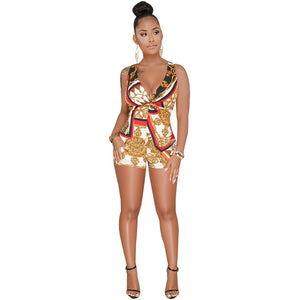 Chloe Halter Tropical Print Romper #Halter #Print SA-BLL55475-1 Women's Clothes and Jumpsuits & Rompers by Sexy Affordable Clothing