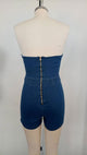 Bow-Tie Denim Romper #Zipper #Denim SA-BLL55500 Women's Clothes and Jumpsuits & Rompers by Sexy Affordable Clothing