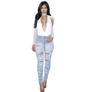Light-washed Skinny Jeans #Jeans SA-BLL583 Women's Clothes and Jeans by Sexy Affordable Clothing