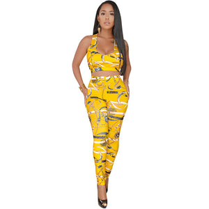 Printing Slim Casual Two-piece Set #Two Pieces #Zipper #Print SA-BLL282572-1 Sexy Clubwear and Pant Sets by Sexy Affordable Clothing