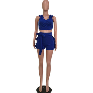 Sexy Straps Crop Top and Shorts #Blue #Crop Top #Straps SA-BLL282677-3 Sexy Clubwear and Pant Sets by Sexy Affordable Clothing
