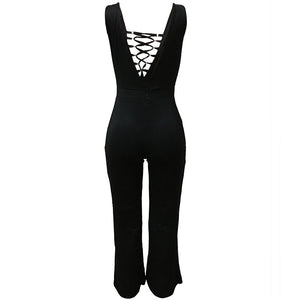 Sleeveless Jumpsuit With Wide-leg #Black #Sleeveless #Wide Leg SA-BLL55474 Women's Clothes and Jumpsuits & Rompers by Sexy Affordable Clothing