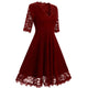 Women's 3/4 Sleeve Lace-stitching Evening Dress #Red #Swing Dress SA-BLL36020-3 Fashion Dresses and Skater & Vintage Dresses by Sexy Affordable Clothing