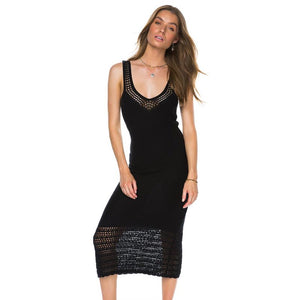 Summer Beach Brooklyn Midi Dress In Black One Size #Knitting #Knit #Vest SA-BLL38287-2 Sexy Swimwear and Cover-Ups & Beach Dresses by Sexy Affordable Clothing