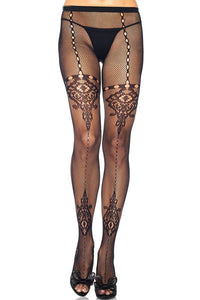 Chandelier Lace and Net Pantyhose  SA-BLL92245 Leg Wear and Stockings and Pantyhose and Stockings by Sexy Affordable Clothing