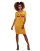 QUEEN Mustard Yellow Graphic Body-Con Dress #Bodycon Dress #Mini Dress #Yellow SA-BLL2100-2 Fashion Dresses and Bodycon Dresses by Sexy Affordable Clothing