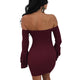 Plus Size Off the Shoulder Ruffle Sleeve Mini Dress #Bodycon Dress #Mini Dress #Red SA-BLL2113-3 Fashion Dresses and Bodycon Dresses by Sexy Affordable Clothing
