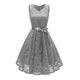V-Neck Lace Sleeveless A-Line Evening Dress #Lace #Grey #Sleeveless #V-Neck #A-Line SA-BLL36136-3 Fashion Dresses and Midi Dress by Sexy Affordable Clothing
