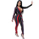 Colorful Sexy Strippes Deep-V Jumpsuit #Jumpsuit #Stripe #V-Neck SA-BLL55434-1 Women's Clothes and Jumpsuits & Rompers by Sexy Affordable Clothing